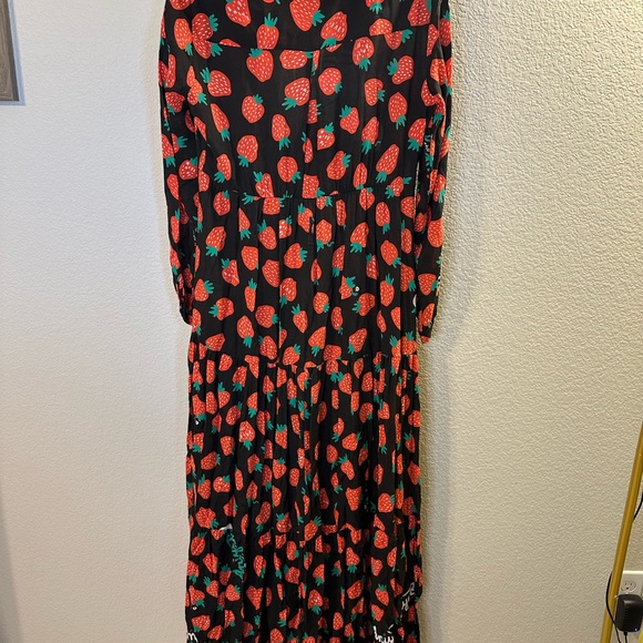 ANIYE BY Black Strawberry Print Long Sleeve Maxi Dress Size 42 - Picture 4 of 4